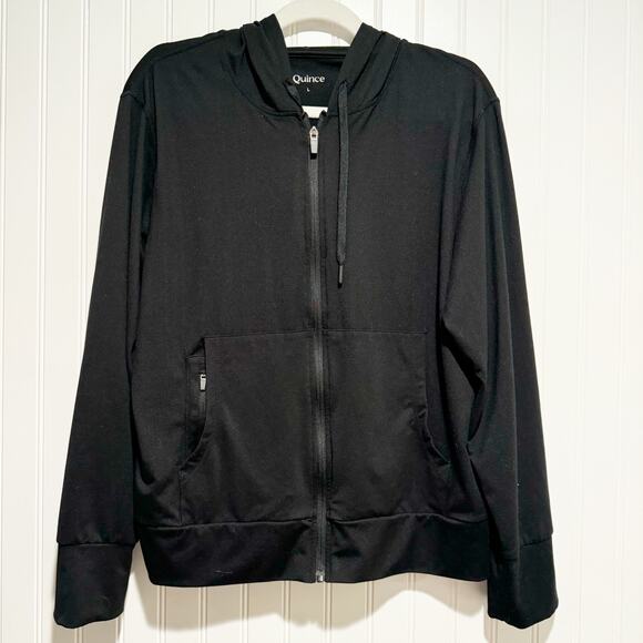 Quince Black Flowknit Full Zip Hoodie Size Large - Picture 2 of 7
